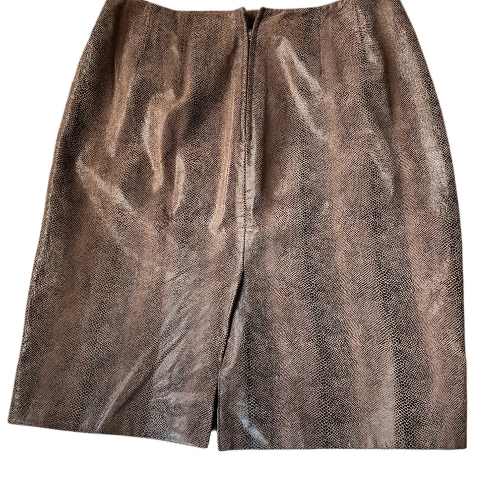Lord & Taylor Brown Leather Pencil Skirt - Picture 2 of 2